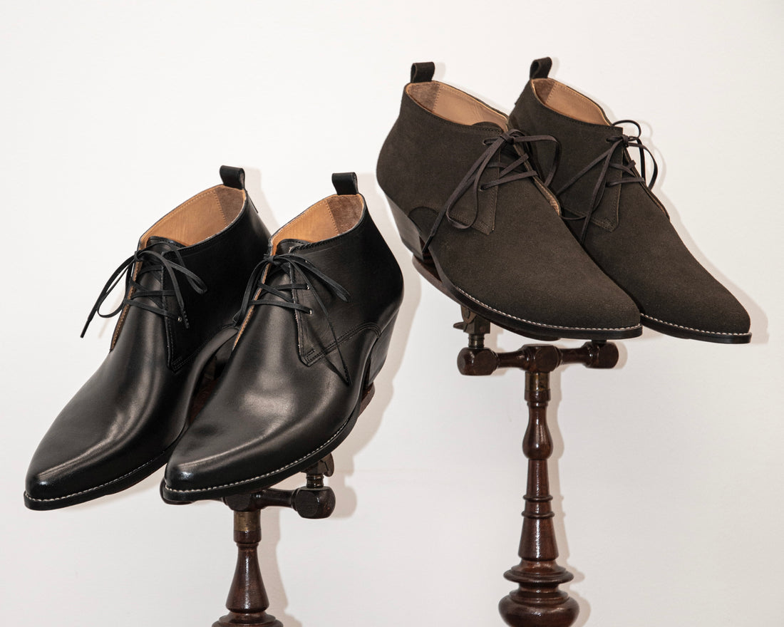 WESTERN MID CUT LACEUP BOOTS -COWHIDE-