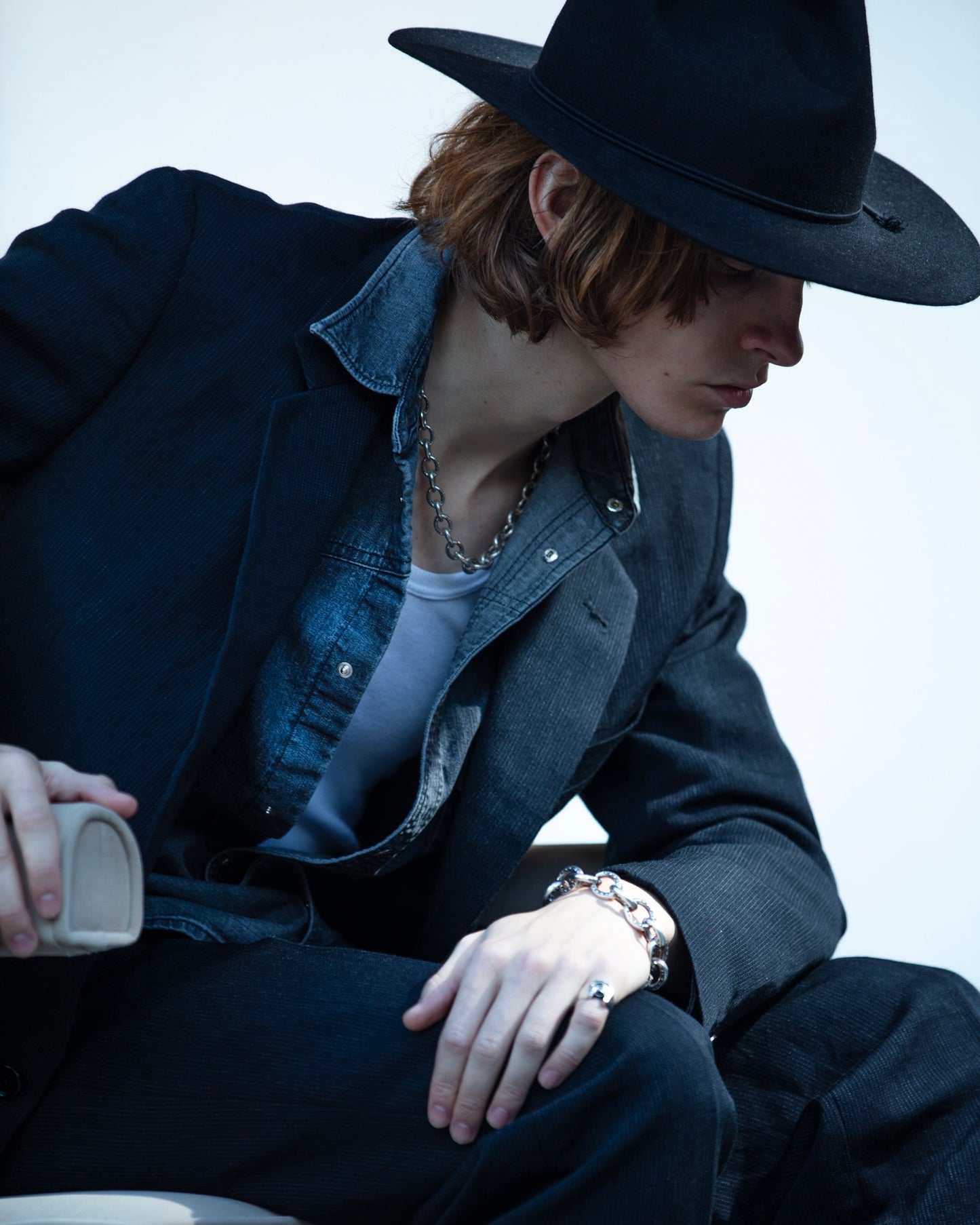 SINGLE BREASTED JACKET -WOOL RAMIE STRIPE- ※60%OFF