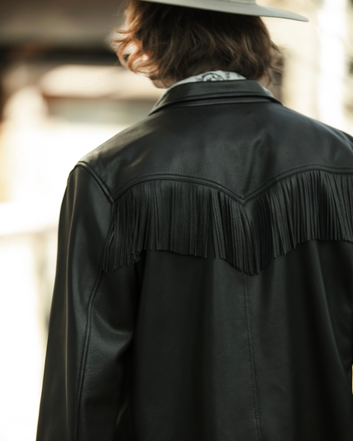 FRINGE LAPELED JACKET -GOAT SKIN-