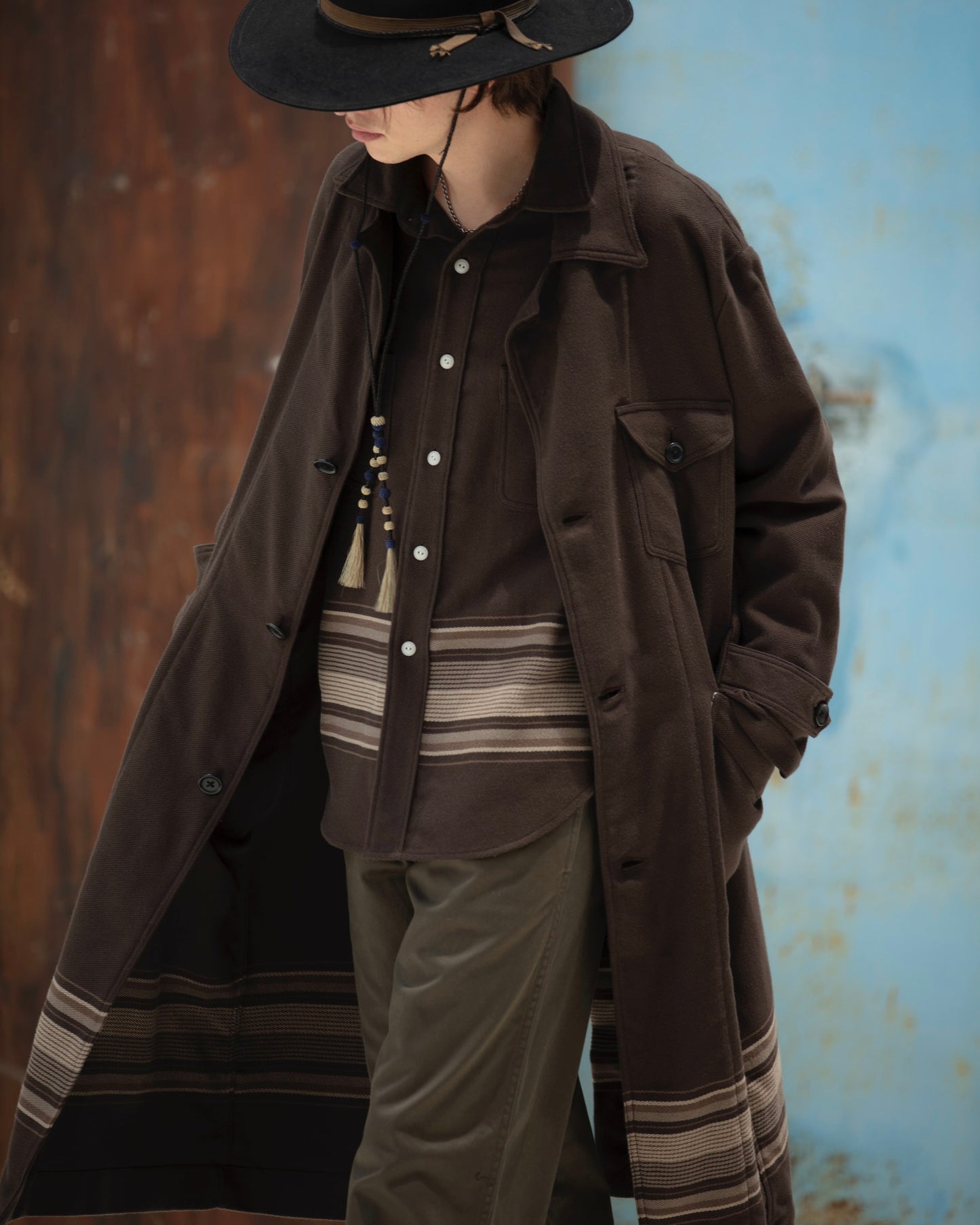 HORSE RIDING COAT -PANEL BORDER FLANNEL-