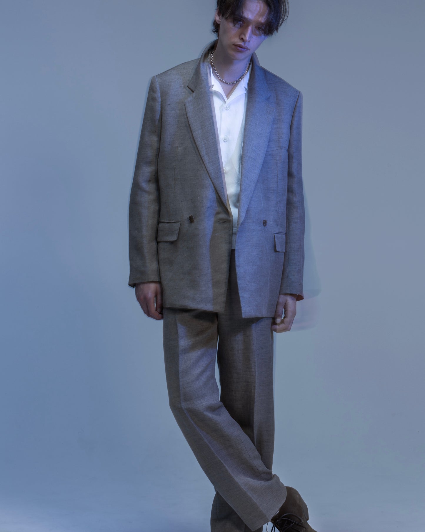 CLASSICAL DOUBLE BREASTED JACKET -RAYON RAMIE GABARDINE-