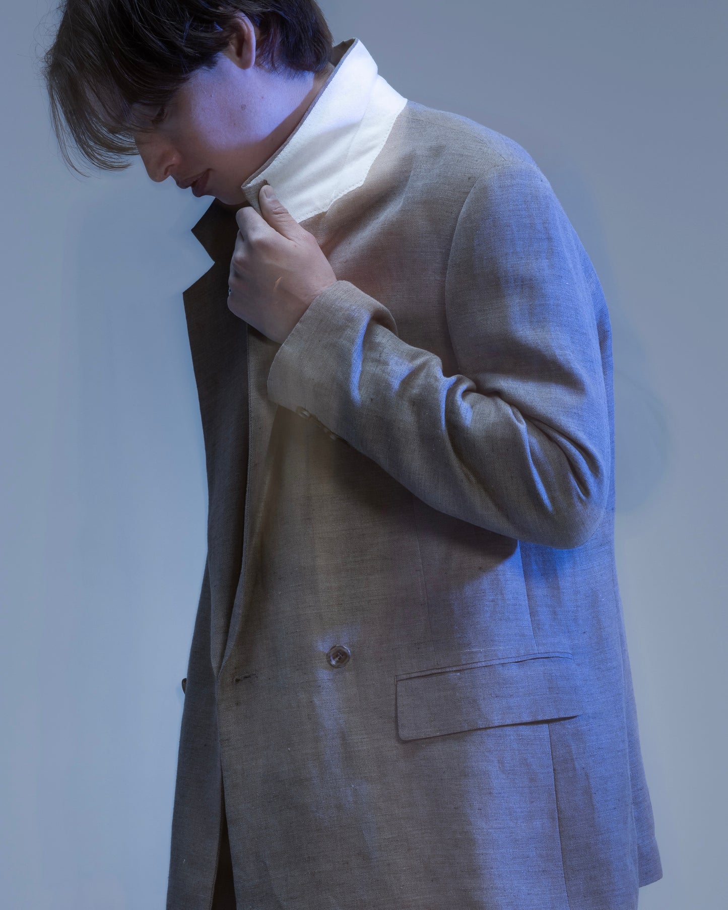 CLASSICAL DOUBLE BREASTED JACKET -RAYON RAMIE GABARDINE-