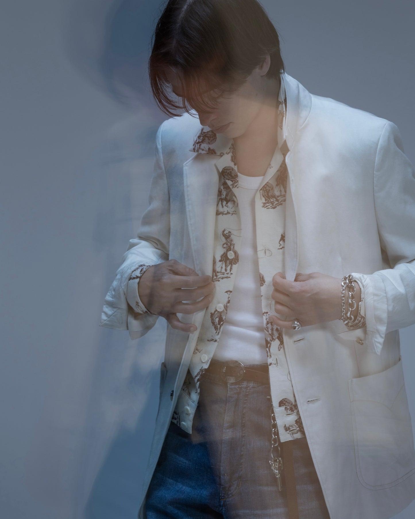 SINGLE BREASTED PACH POCKET JACKET - WOOL RAMIE MINI HB-