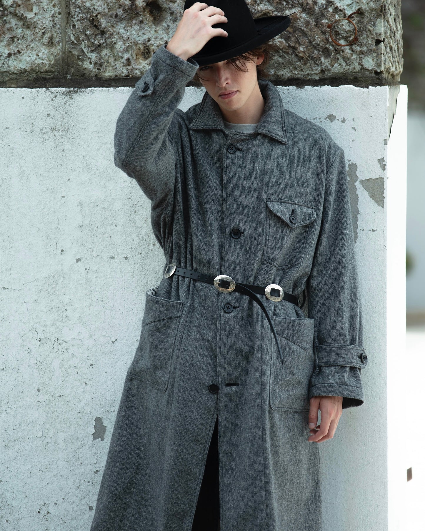 HORSE RIDING COAT -WOOL NYLON TWEED HERRINGBONE- ※50%OFF