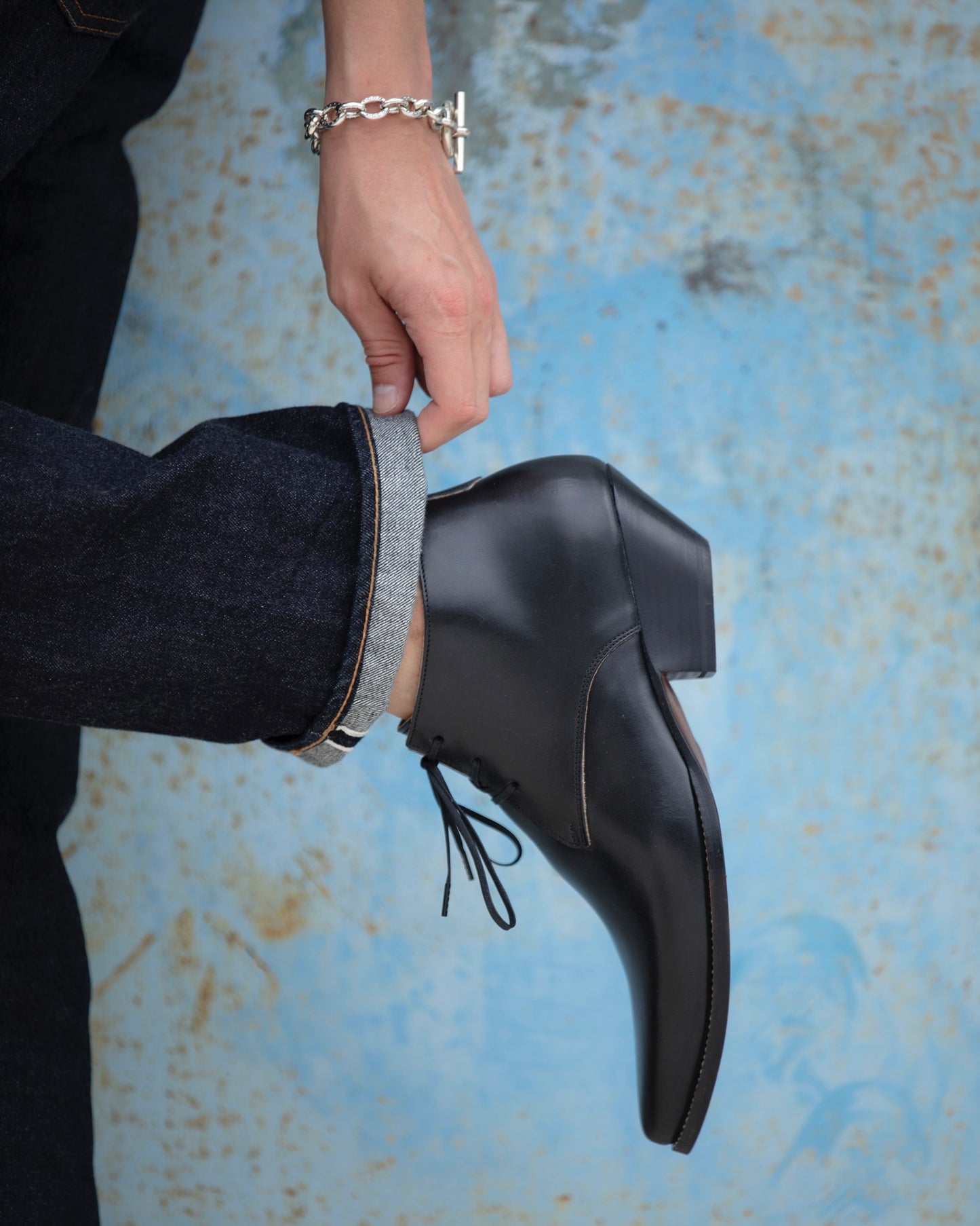 WESTERN MID CUT LACEUP BOOTS -COWHIDE-