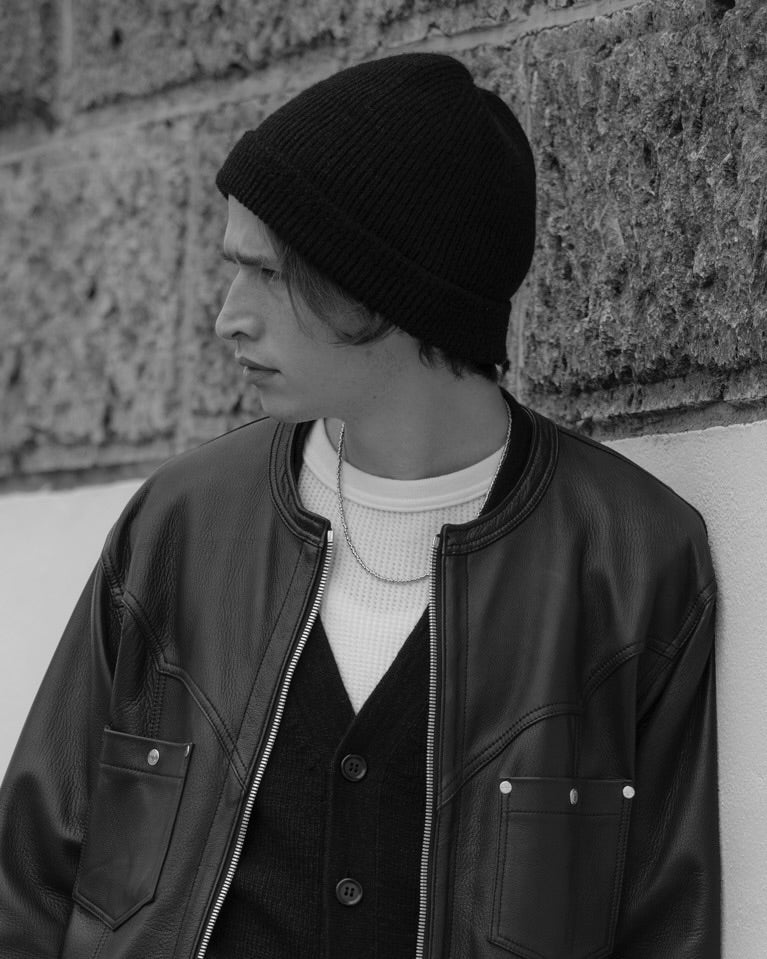 7G ROLLED KNIT CAP -SHETLAND WOOL LINEN-