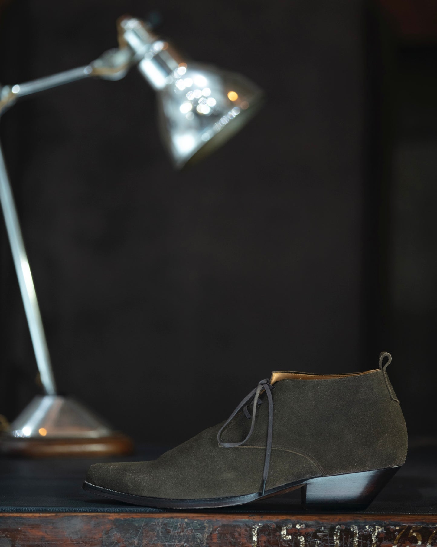 WESTERN MID CUT LACEUP BOOTS -COW SUEDE-