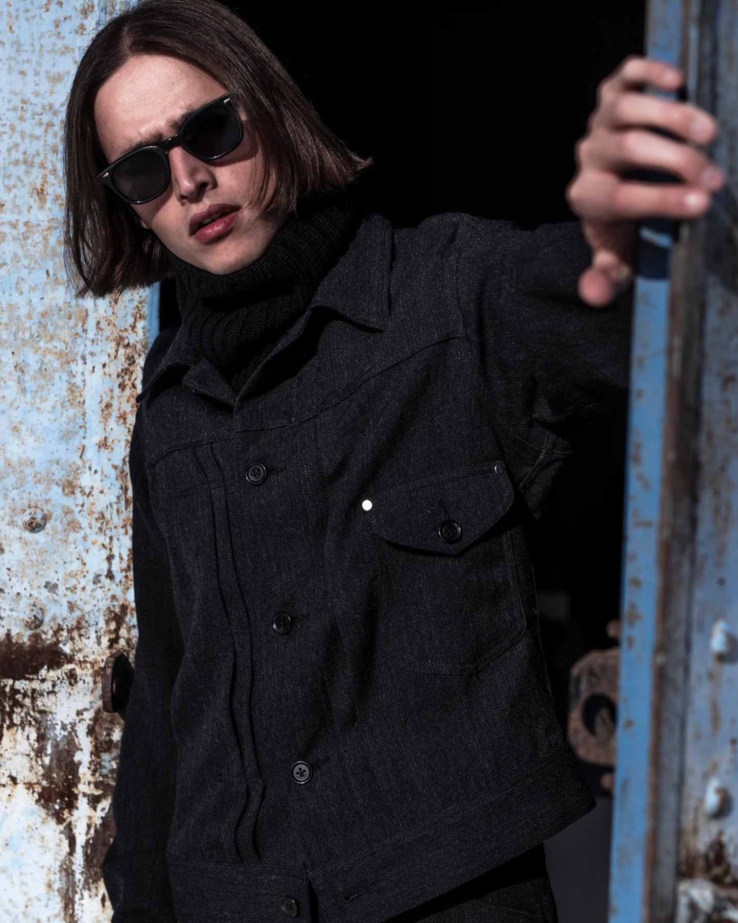 COW BOY JACKET -WOOL LINEN HERRINGBONE- 60%OFF