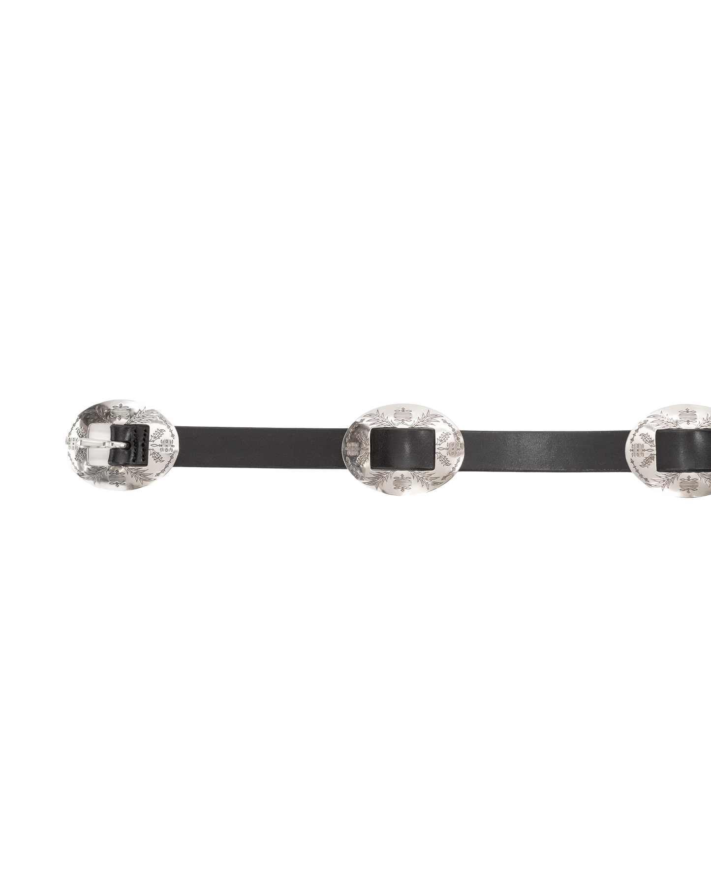 WESTERN OVAL BUCKLE CONCHO LONG BELT -COW HIDE-