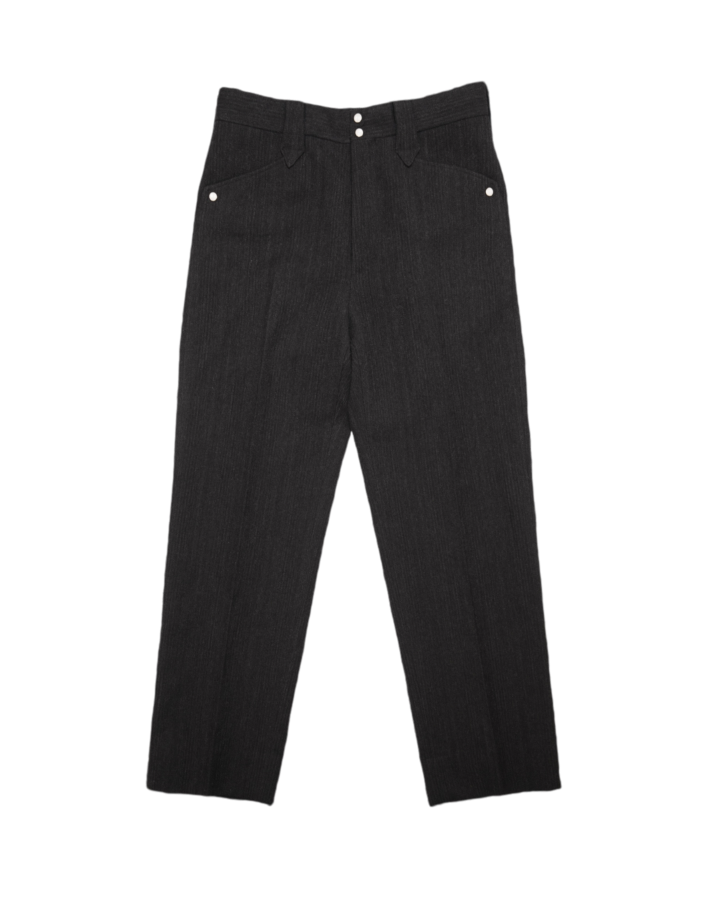WESTERN STRAIGHT TROUSERS -WOOL LINEN SHADOW STRIPE-