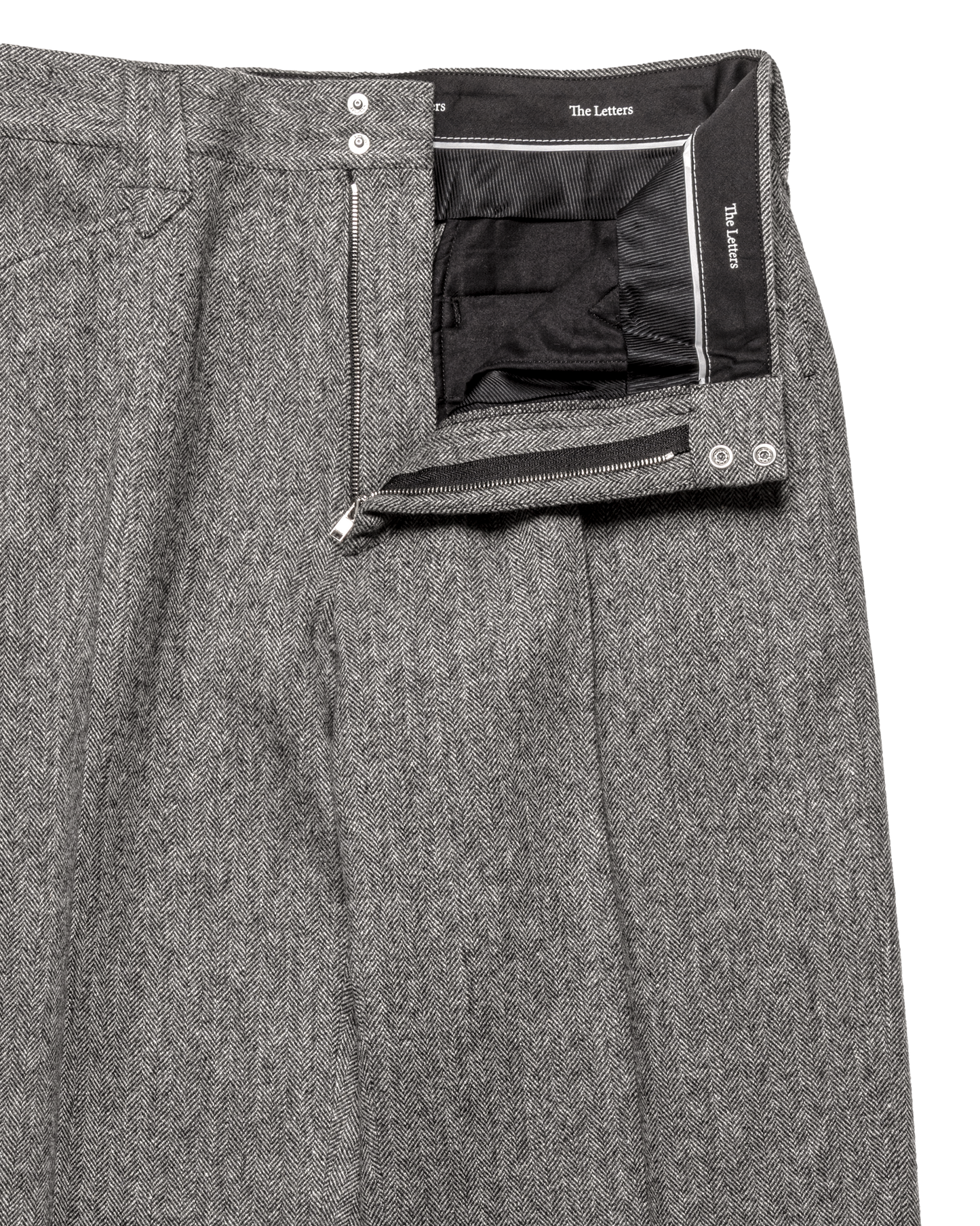 WESTERN STRAIGHT TROUSERS -WOOL NYLON TWEED HERRINGBONE-