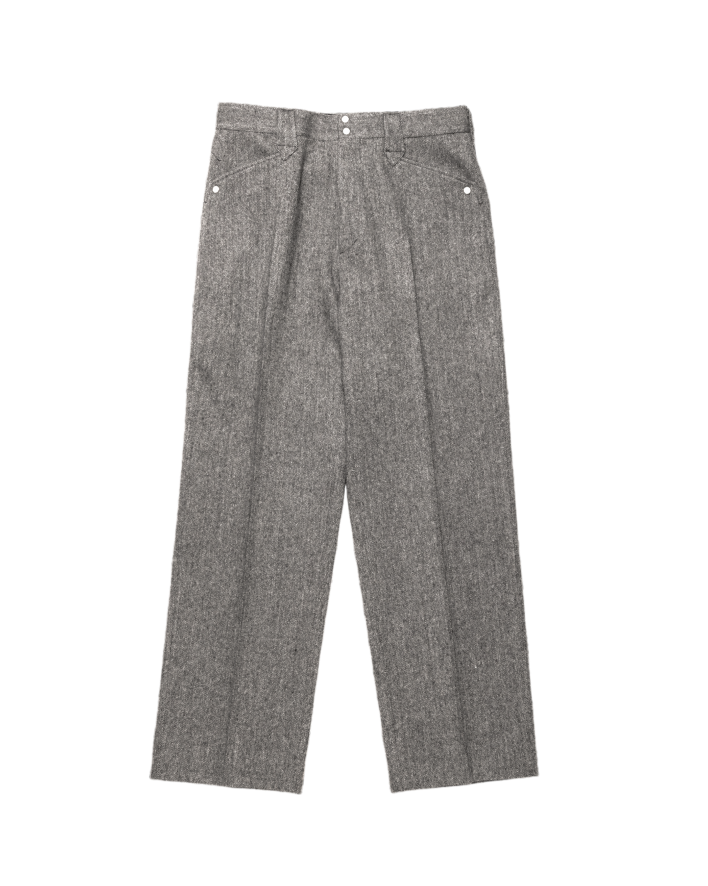 WESTERN STRAIGHT TROUSERS -WOOL NYLON TWEED HERRINGBONE-