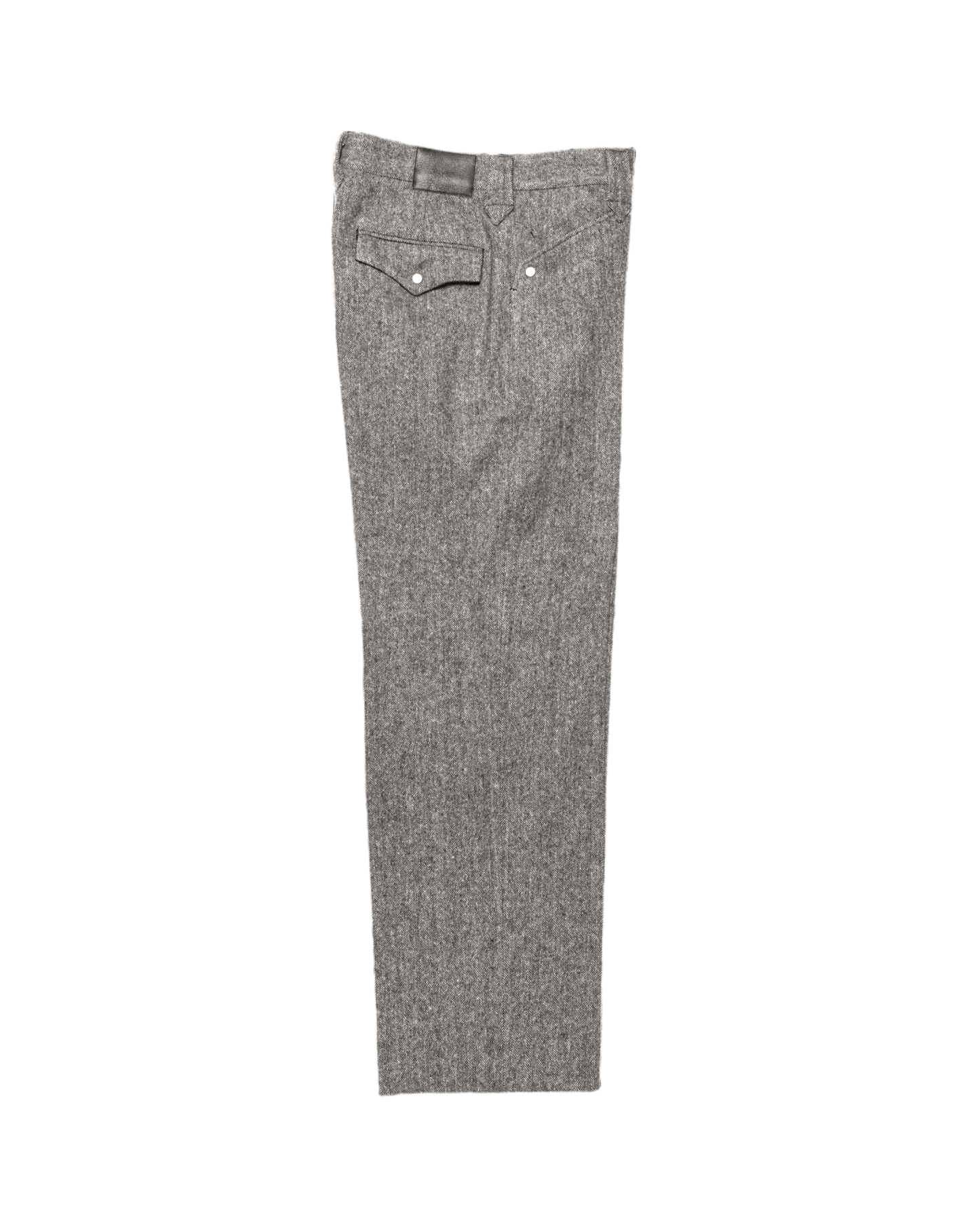 WESTERN STRAIGHT TROUSERS -WOOL NYLON TWEED HERRINGBONE-