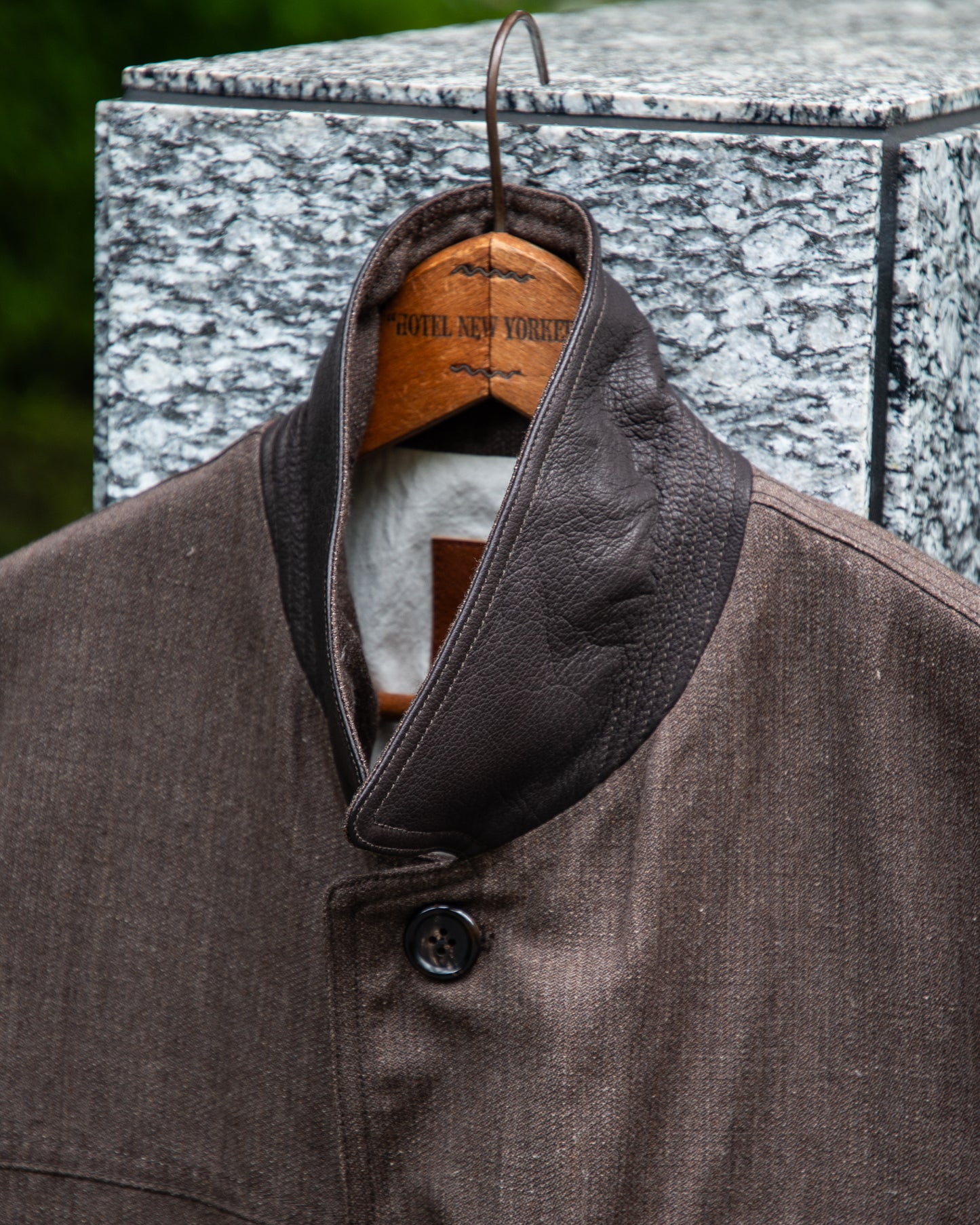 CAR COAT -WOOL LINEN HERRINGBONE-