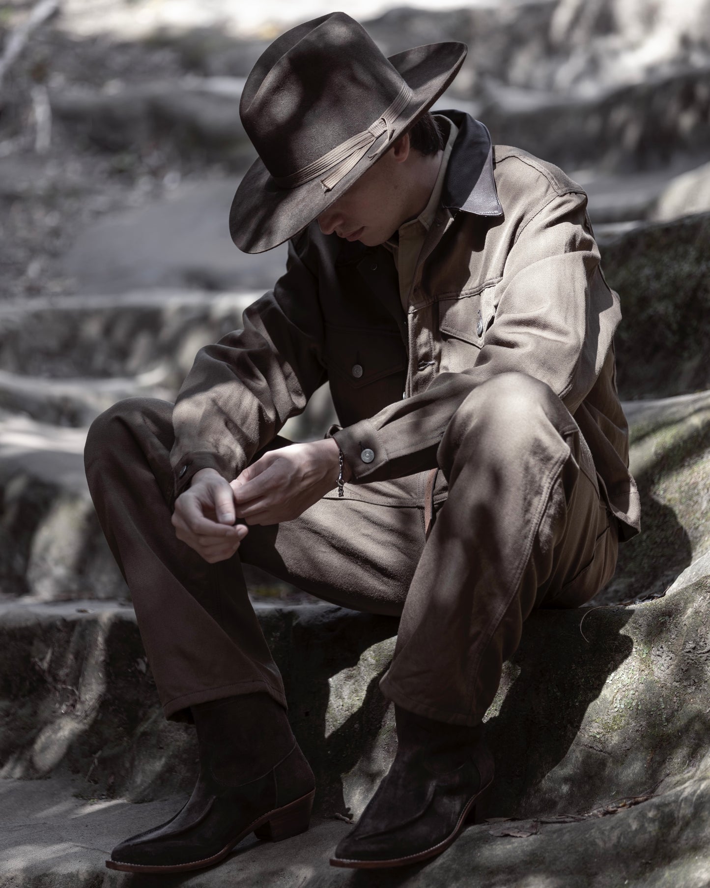 TRUCKER JACKET -WOOL LINEN TWILL-