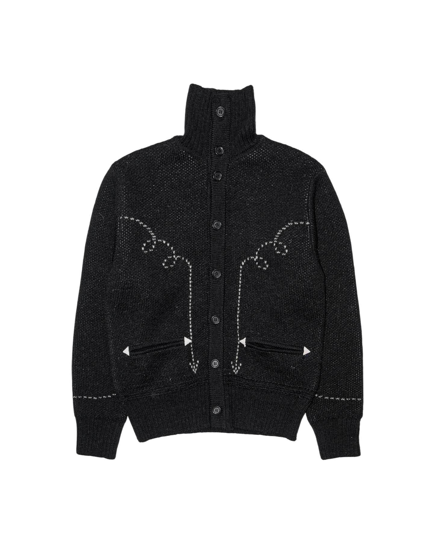 5G WESTERN TURTLENECK CARDIGAN KNIT -SHETLAND WOOL LINEN-