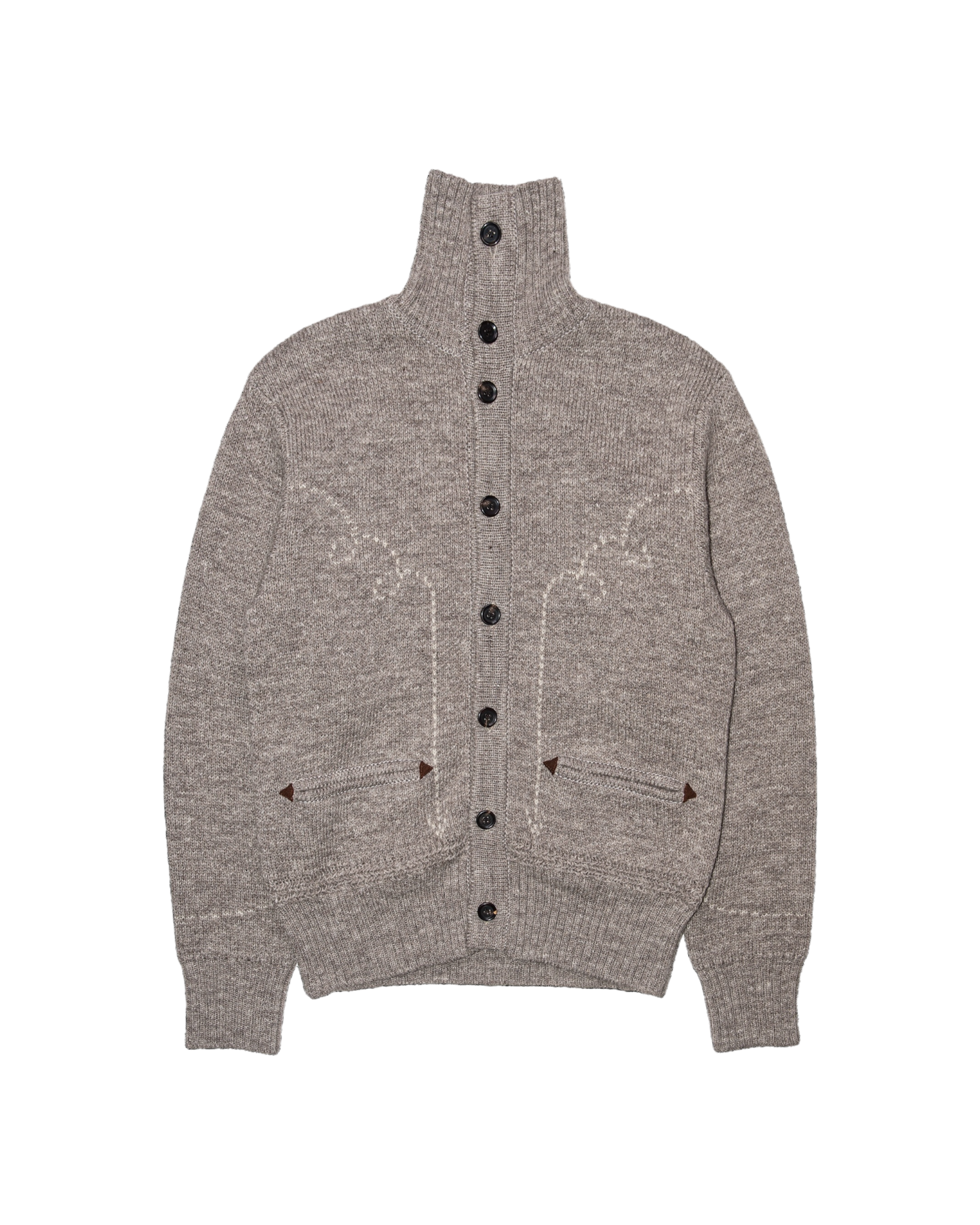 5G WESTERN TURTLENECK CARDIGAN KNIT -SHETLAND WOOL LINEN-