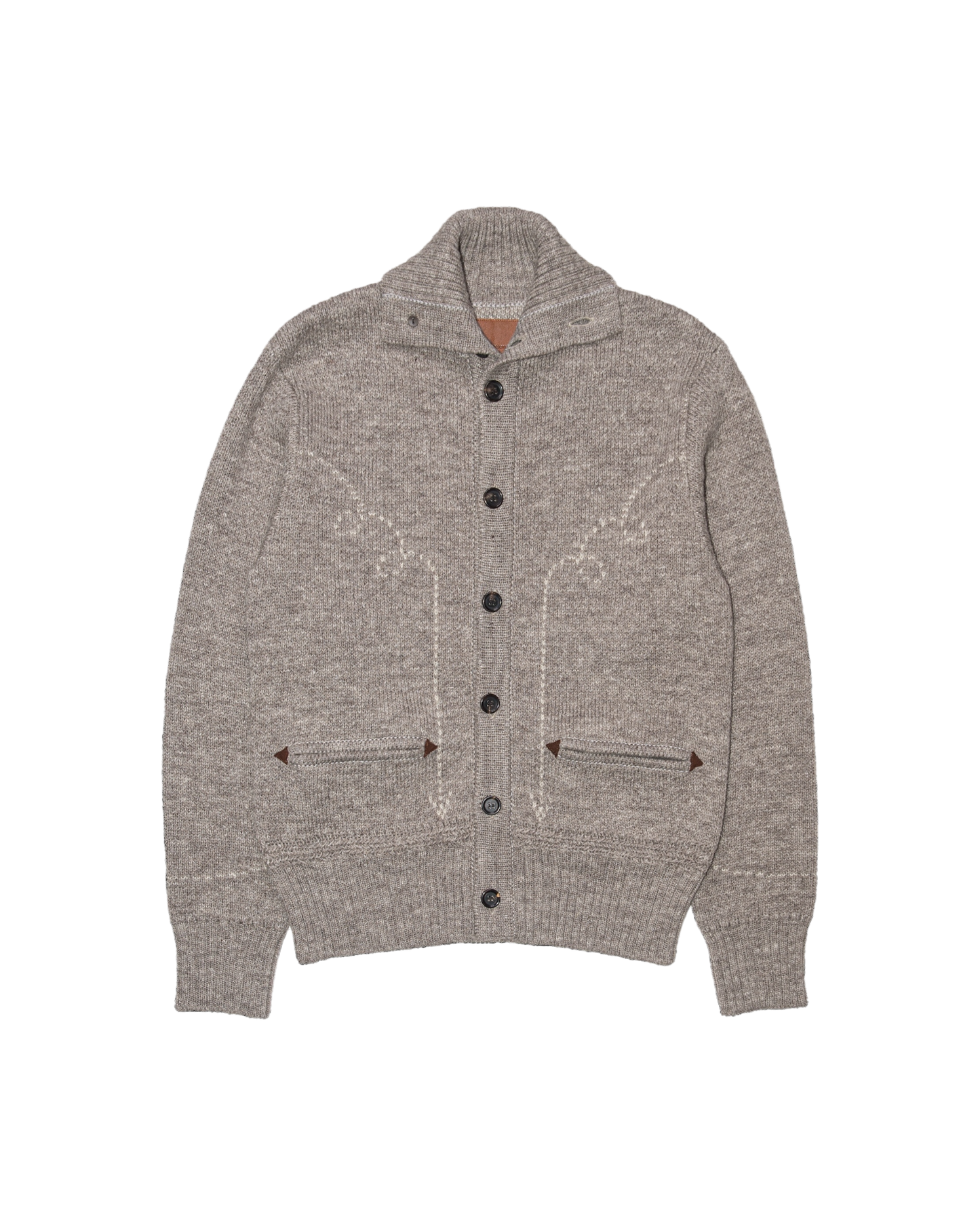 5G WESTERN TURTLENECK CARDIGAN KNIT -SHETLAND WOOL LINEN-