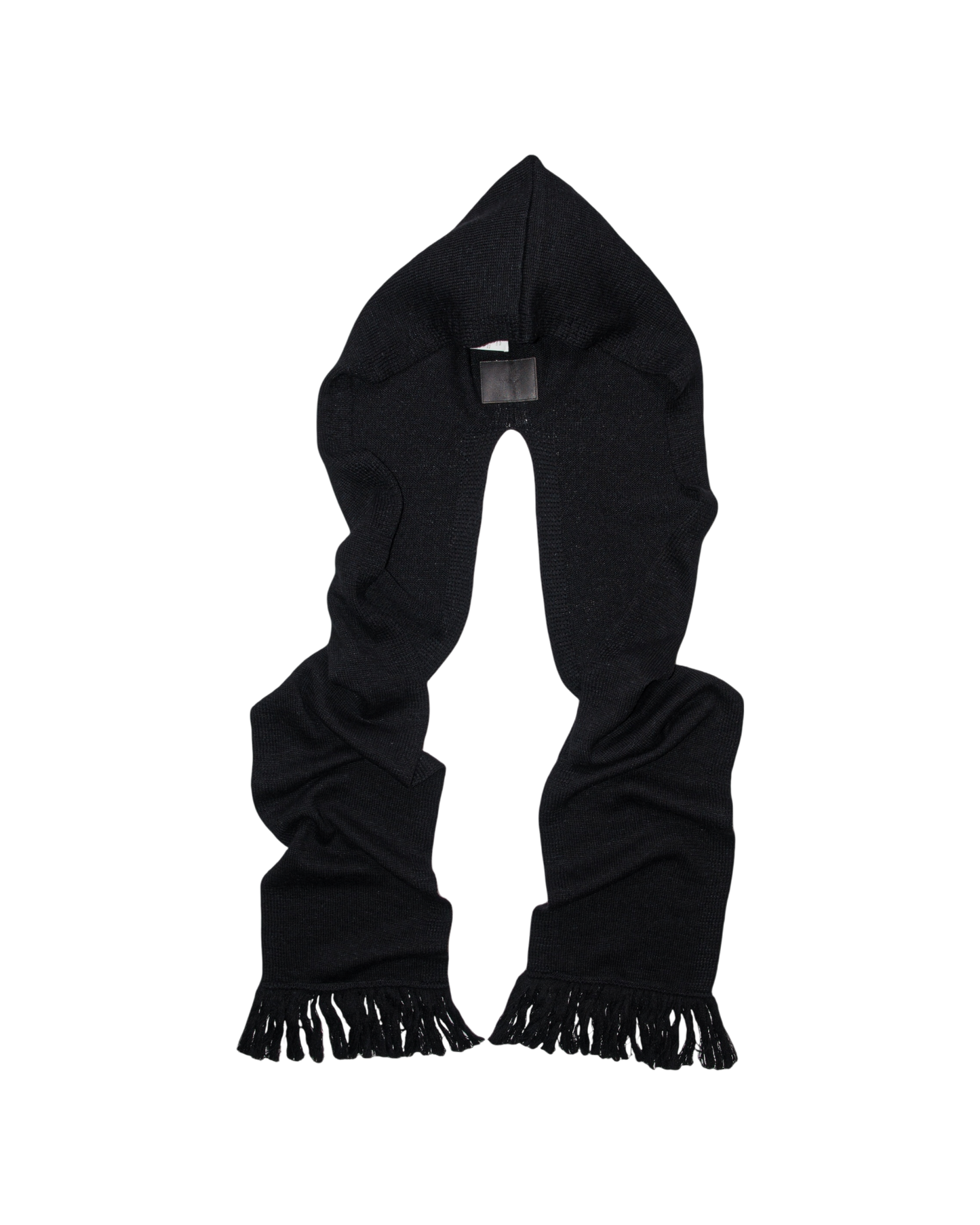 5G HOODIE FRINGE SCARF KNIT -SHETLAND WOOL LINEN-