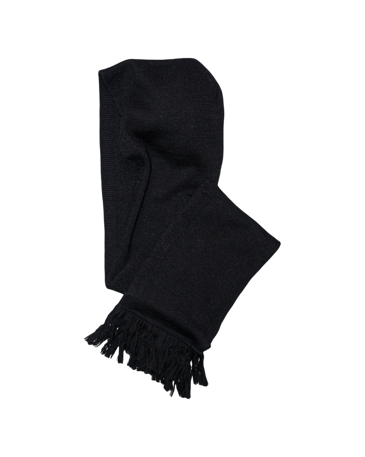 5G HOODIE FRINGE SCARF KNIT -SHETLAND WOOL LINEN-