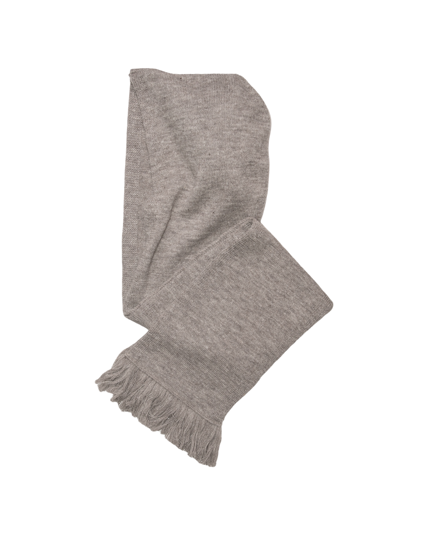 5G HOODIE FRINGE SCARF KNIT -SHETLAND WOOL LINEN-