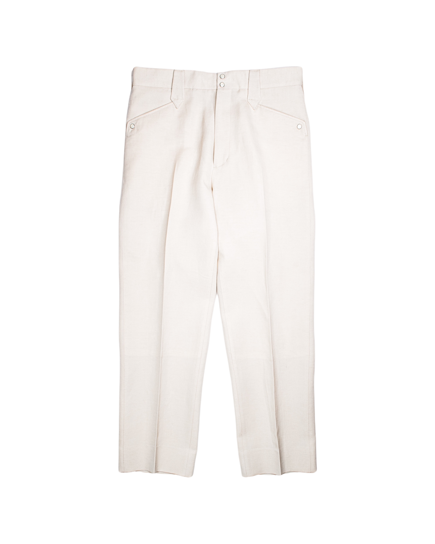 WESTERN STRAIGHT TROUSERS -WOOL LINEN HERRINGBONE-