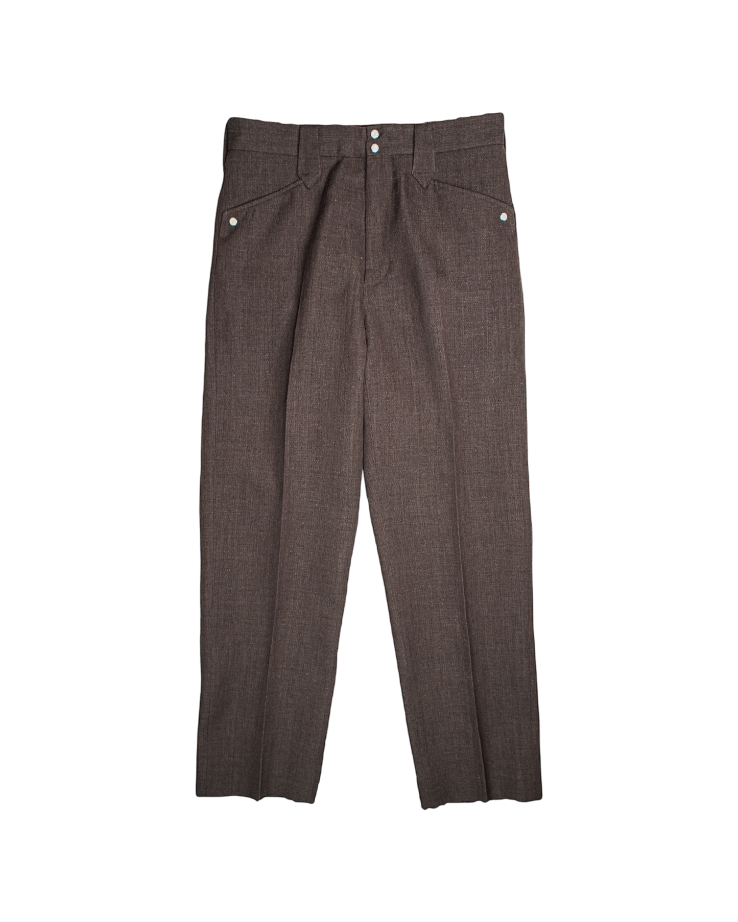 WESTERN STRAIGHT TROUSERS -WOOL LINEN HERRINGBONE-