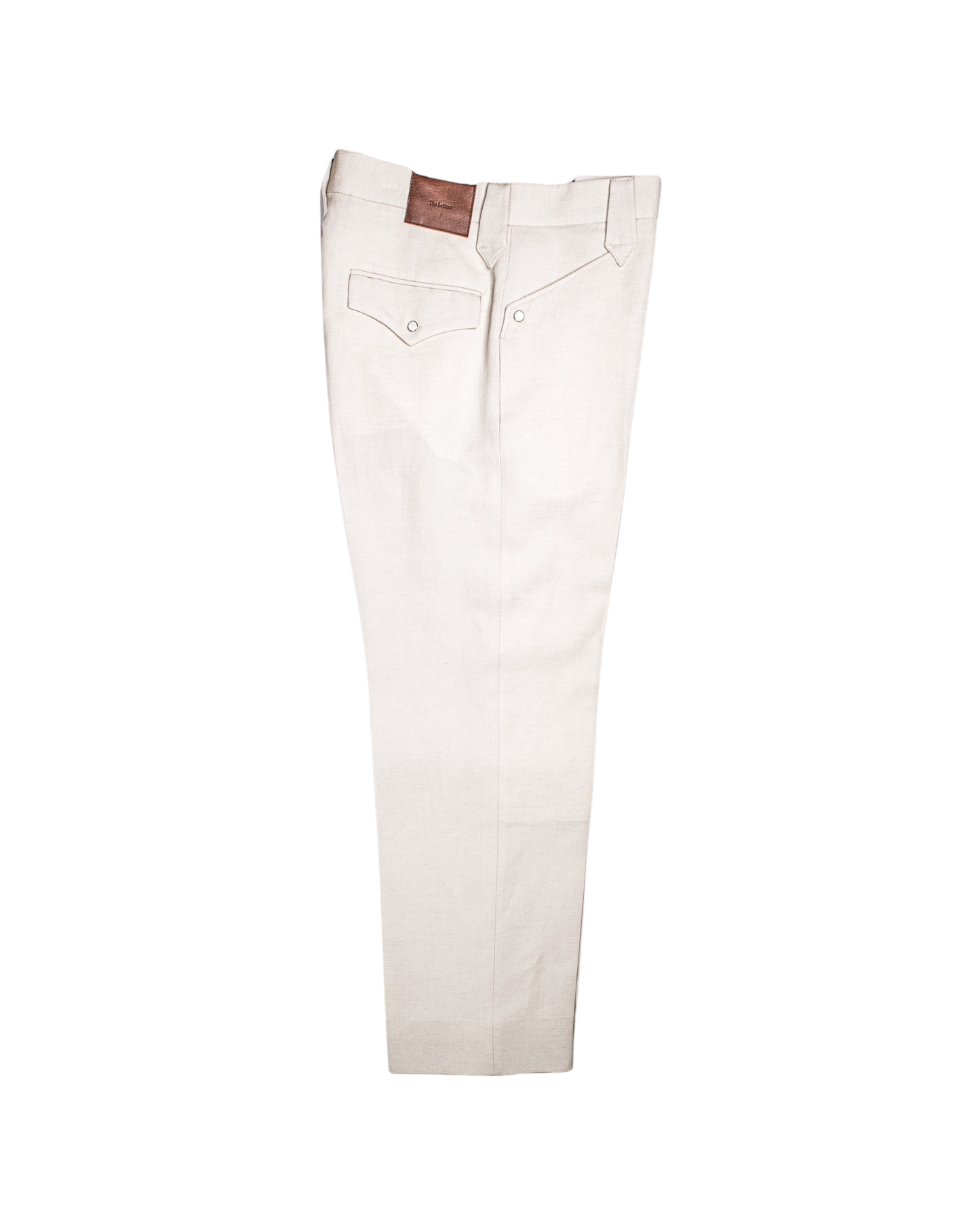 WESTERN STRAIGHT TROUSERS -WOOL LINEN HERRINGBONE-