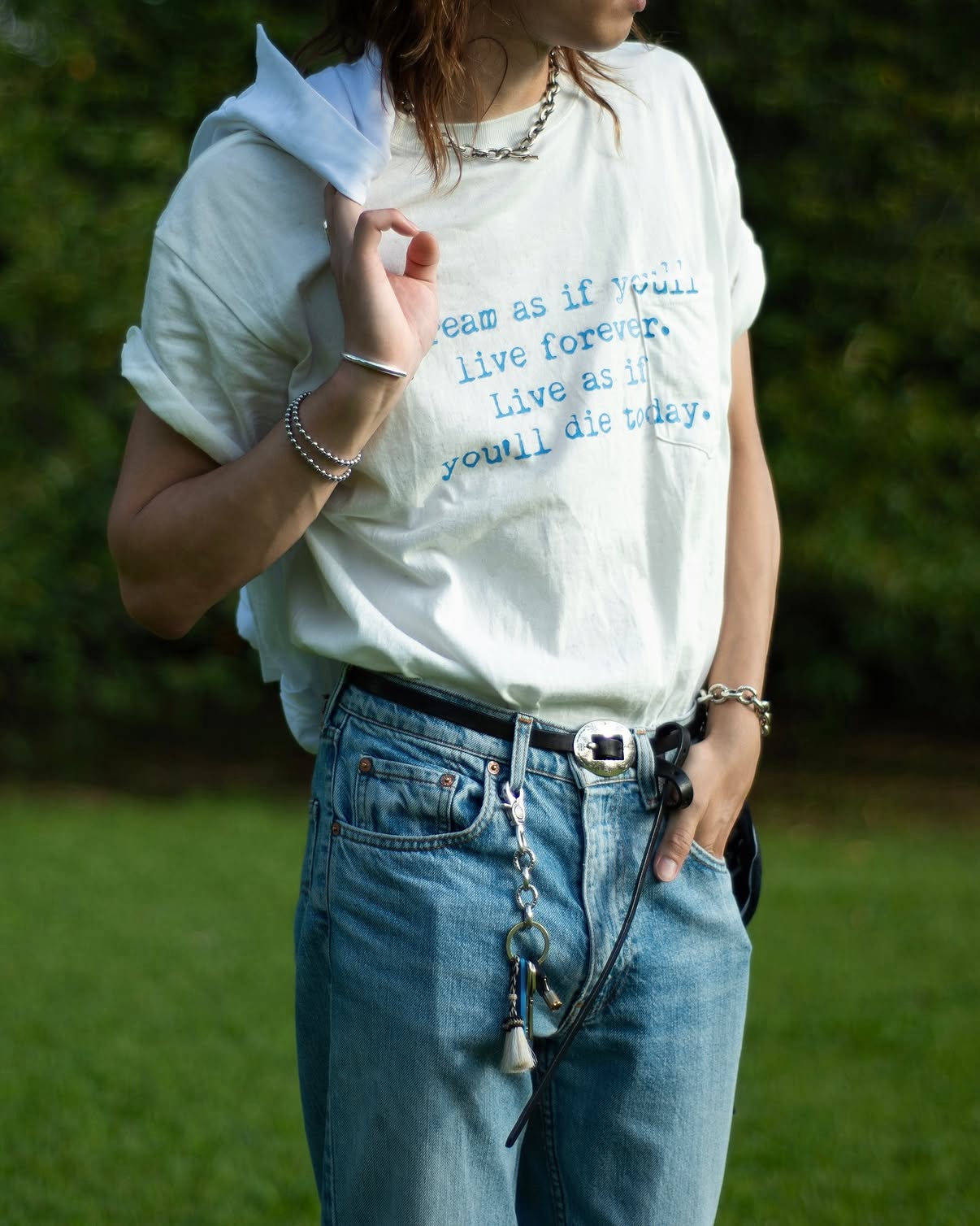 LIVE FOREVER POCKET T-SHIRT -TANGUIS COTTON-