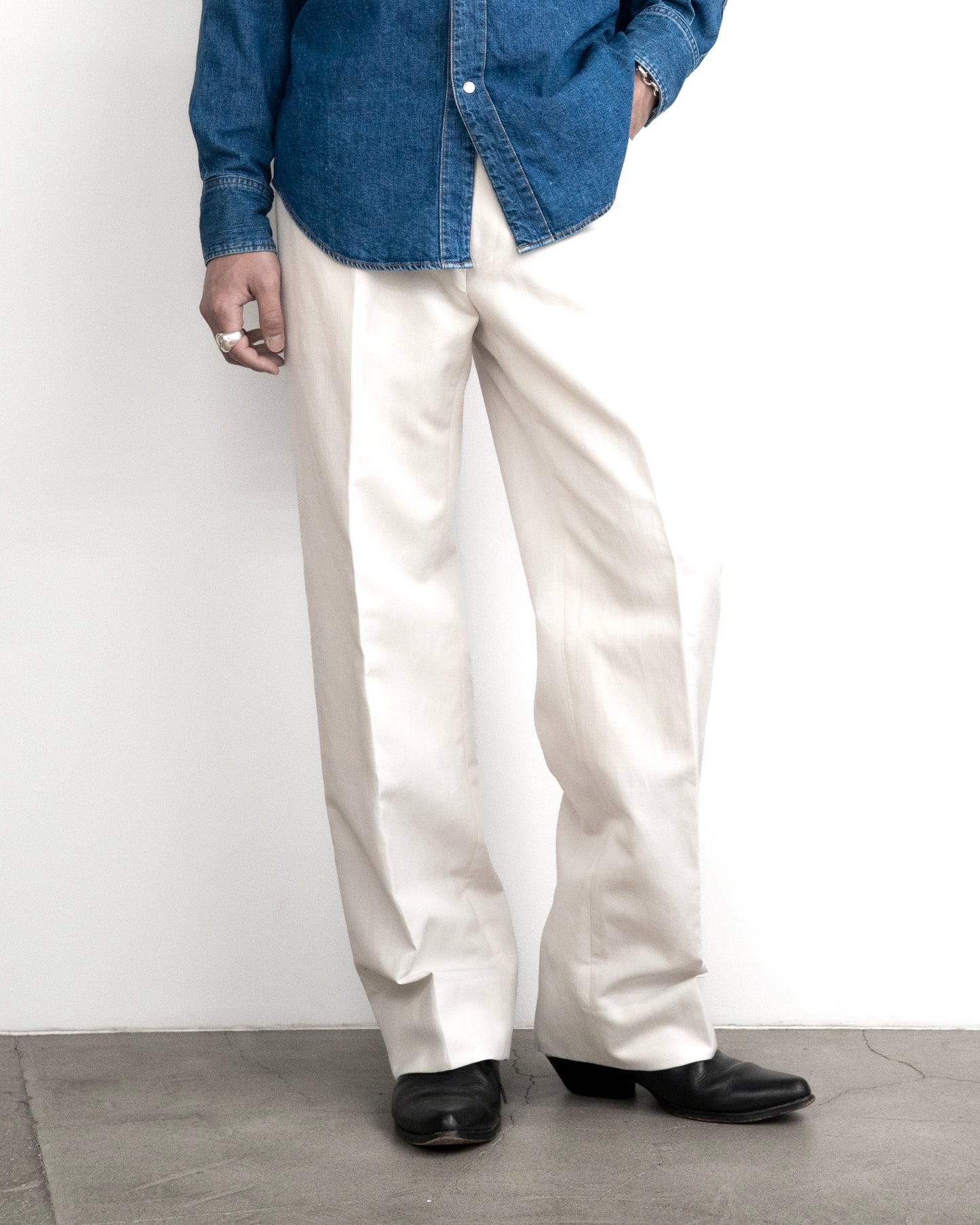 WESTERN STRAIGHT TROUSERS -WOOL RAMIE MINI HB-