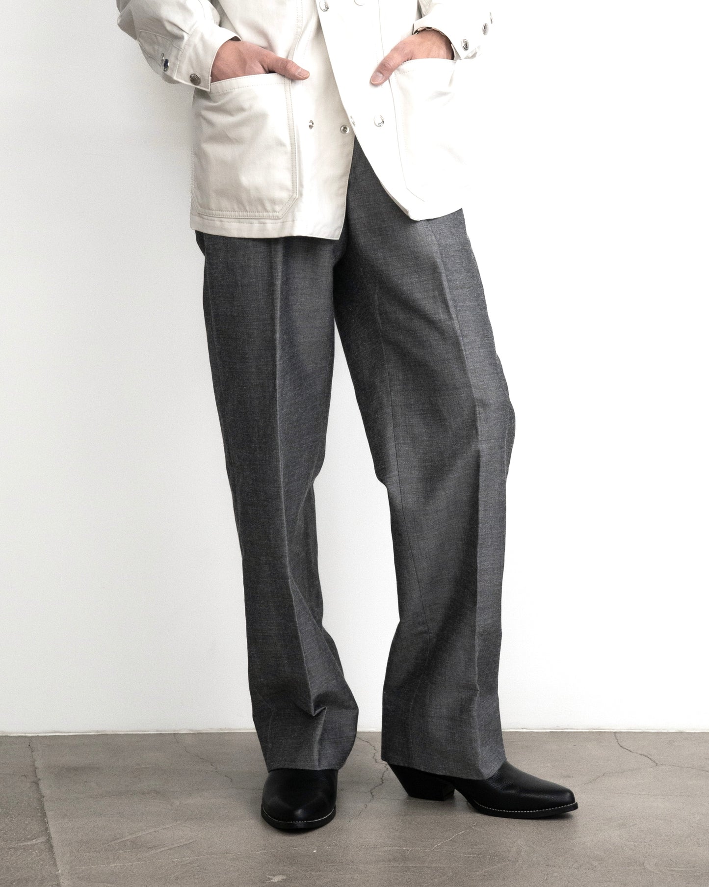 WESTERN STRAIGHT TROUSERS -WOOL RAMIE MINI HB-