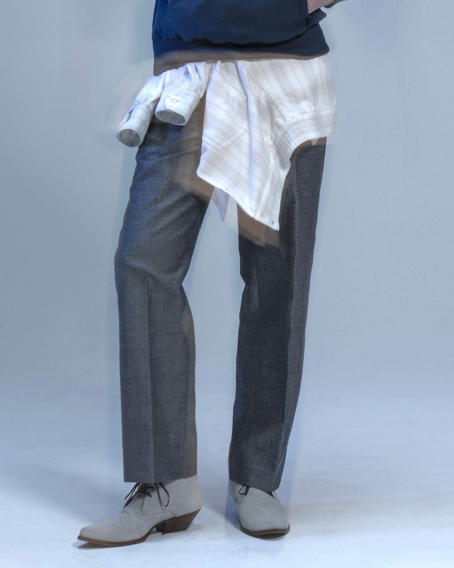WESTERN STRAIGHT TROUSERS -WOOL RAMIE MINI HB-
