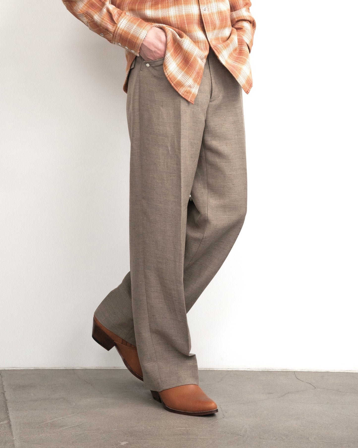 WESTERN STRAIGHT TROUSERS -RAYON RAMIE GABARDINE-
