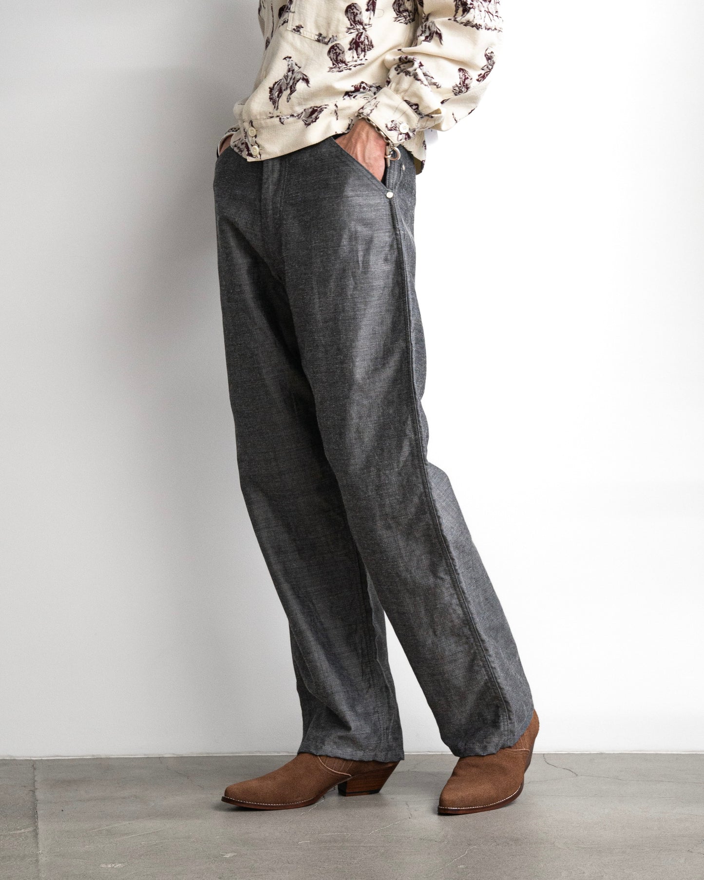 WORKERS WIDE PANTS -WOOL RAMIE MINI HB-
