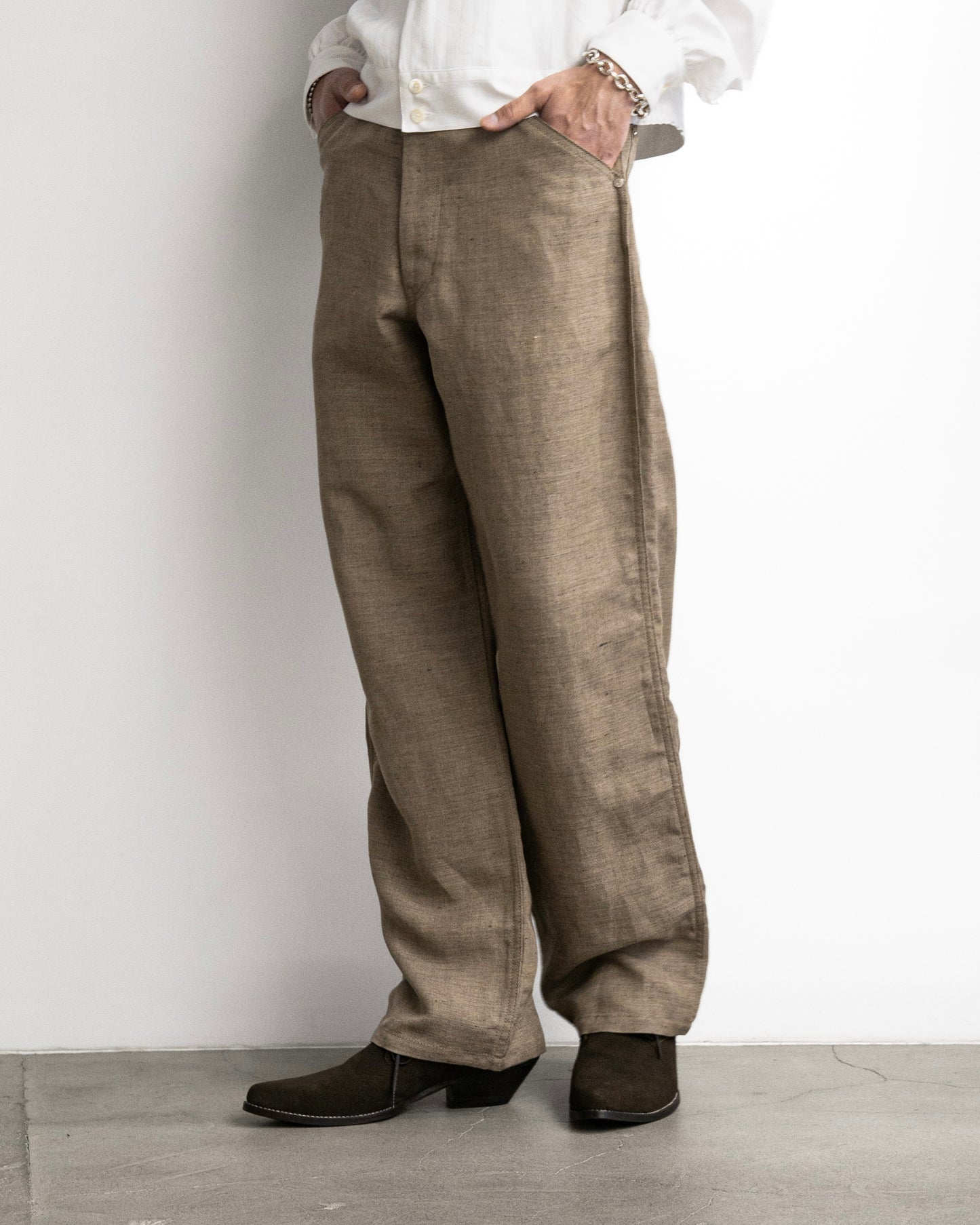 WORKERS WIDE PANTS -RAYON RAMIE GABARDINE-