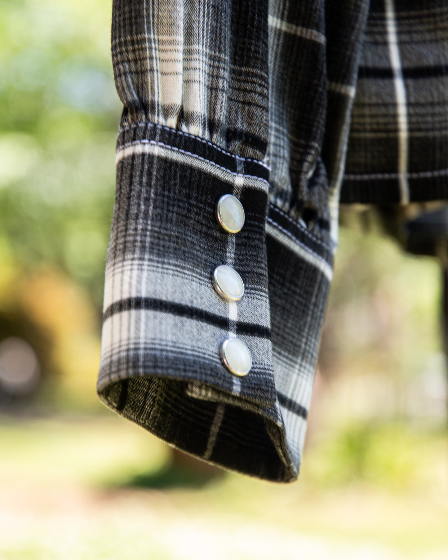 OPEN COLLAR SHIRT -OMBRE CHECK RAYON-