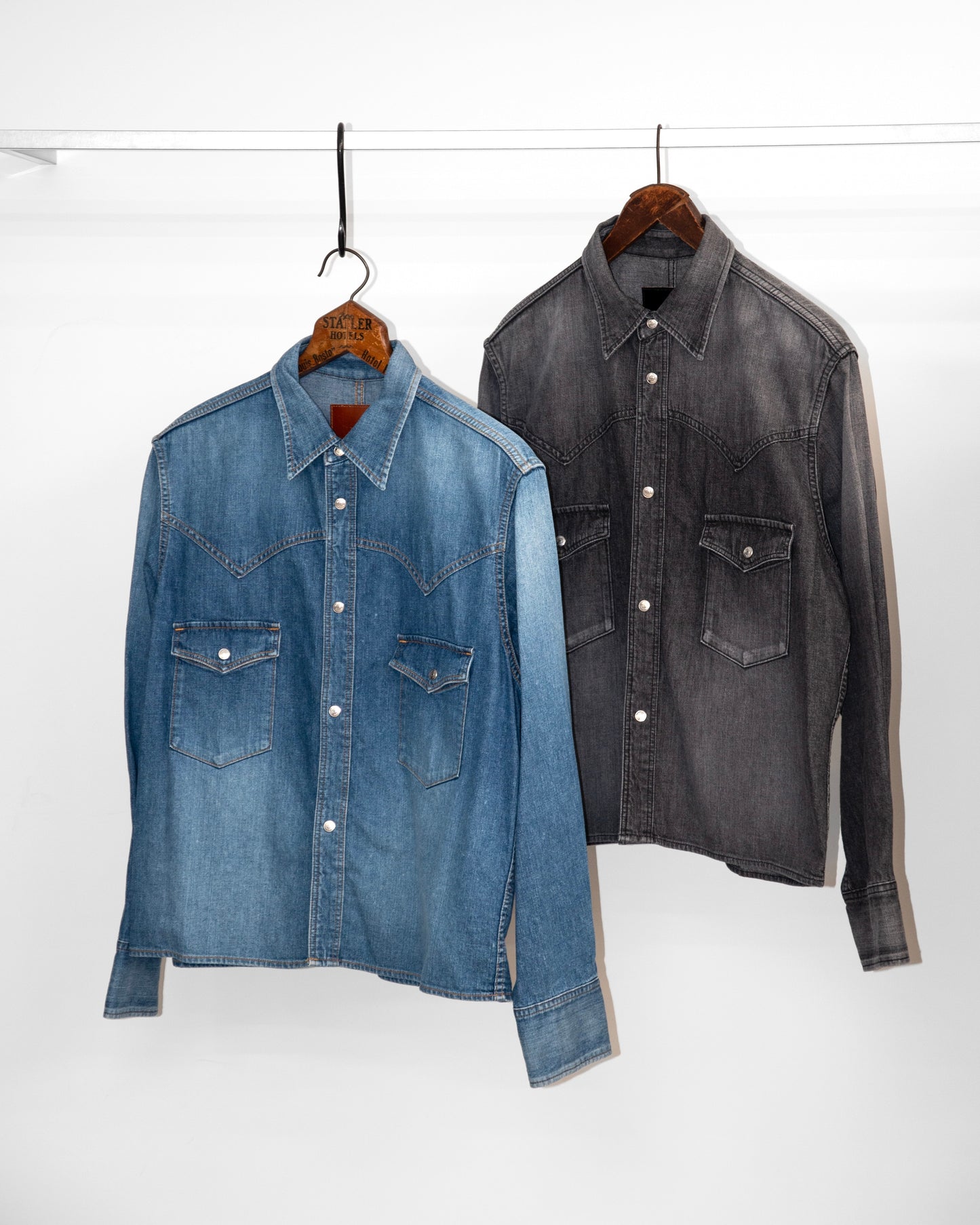 WESTERN SHORT SHIRT -USED WASHED DENIM-