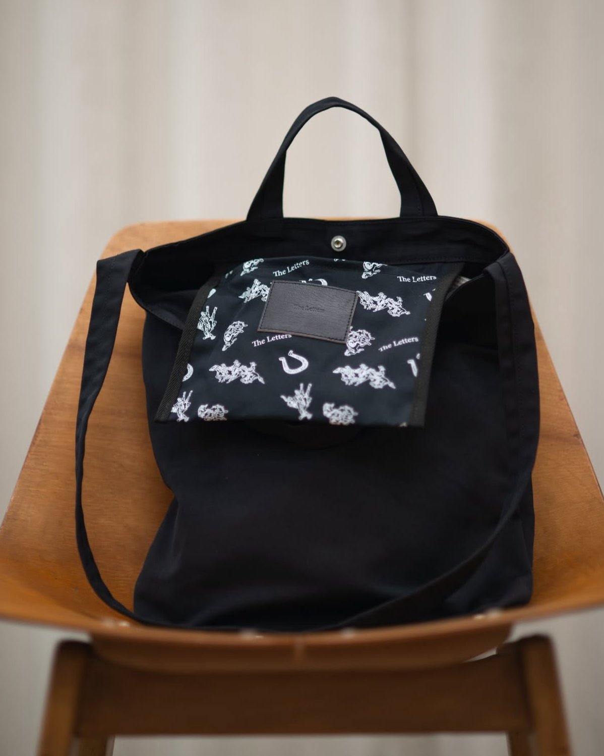 STRAP TOTE BAG -NYLON COTTON PIN OX-