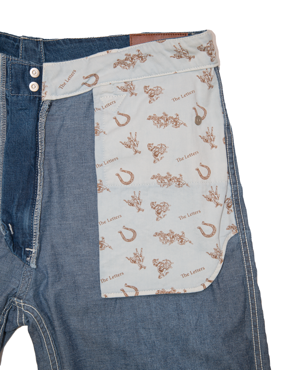 WESTERN RANCH TROUSERS -USED WASHED DENIM-