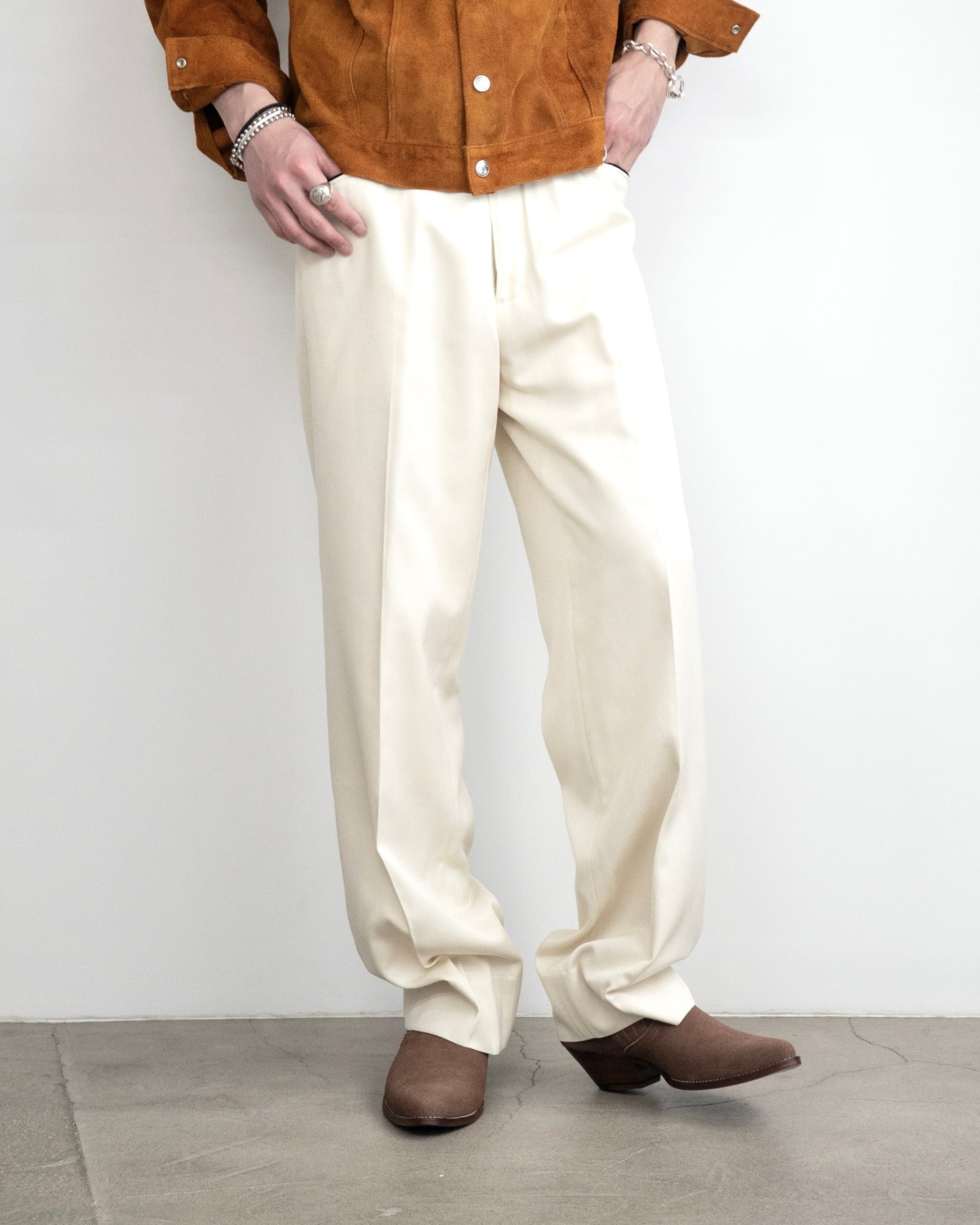 WESTERN PIPING STRAIGHT TROUSERS -RAYON GABARDINE-