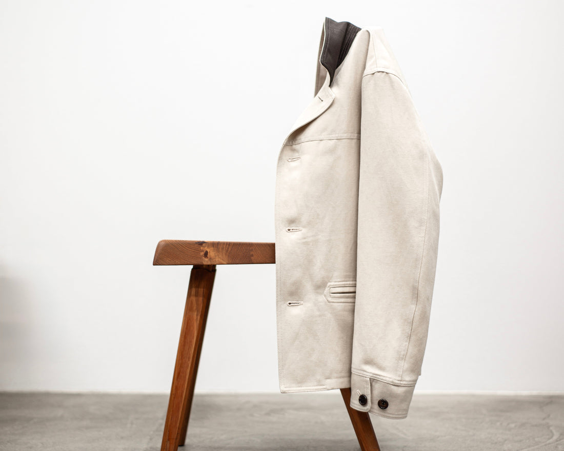 CAR COAT -WOOL LINEN HERRINGBONE-