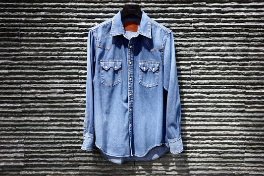 CLASSIC WESTERN SHIRT -USED WASHED DENIM-