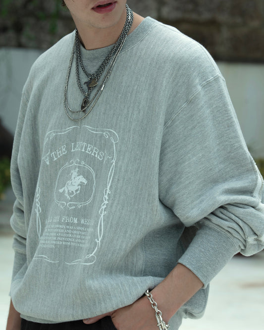 A WILD GUY FROM WESTERN SLEEVE CUT OUT CREW NECK SWEAT SHIRT -LOOPWHEEL FLEECE COTTON RAYON-