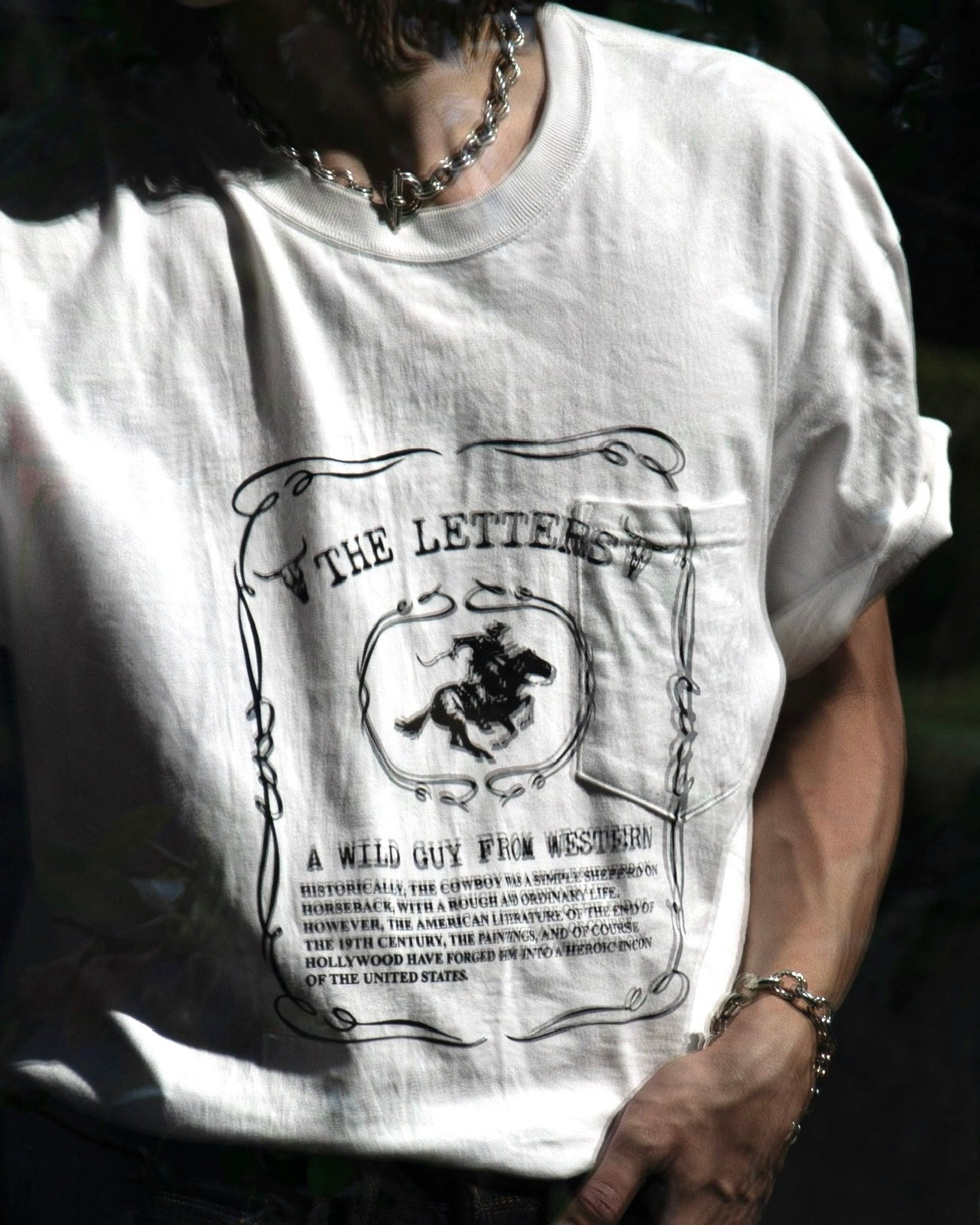 A WILD GUY FROM WESTERN POCKET T-SHIRT -TANGUIS COTTON-