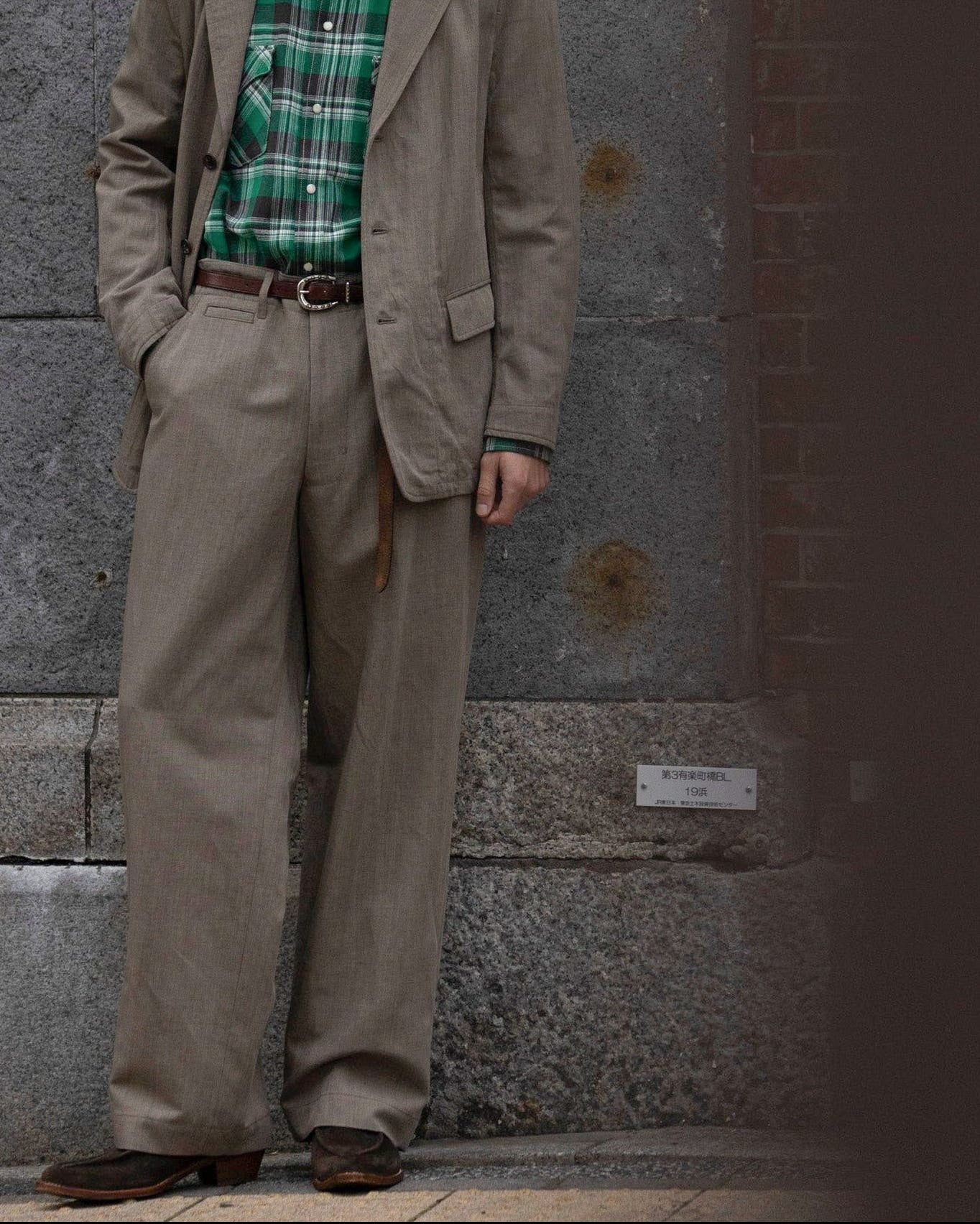 WORK TROUSERS -HARD TWIST YARN LINEN WOOL-