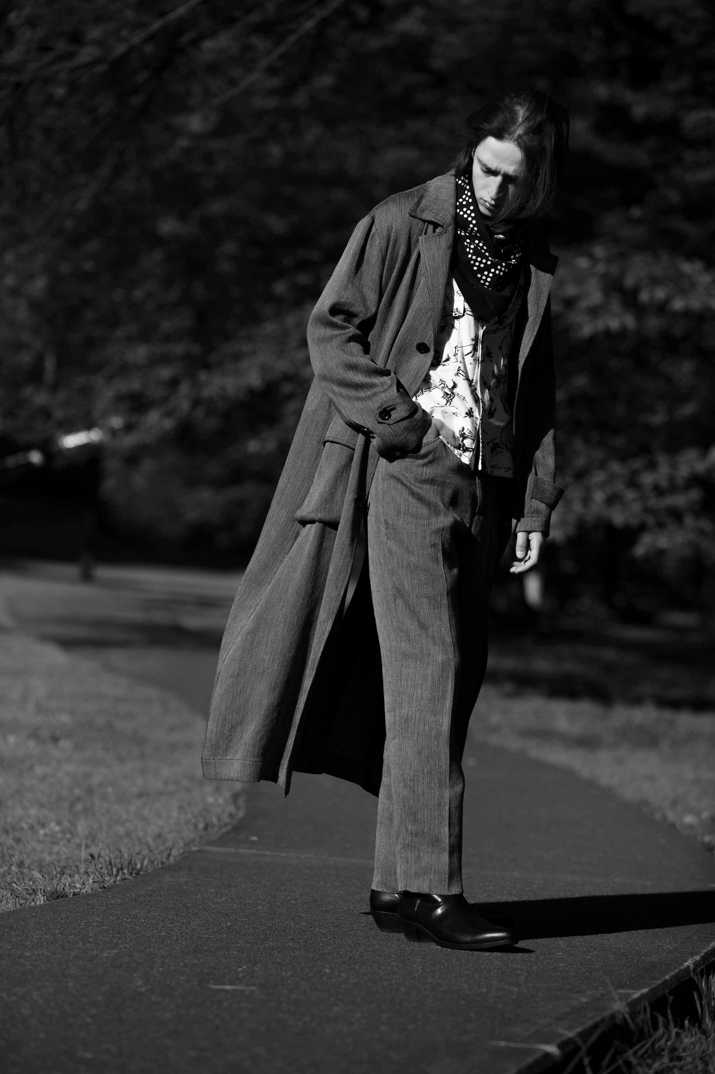 HORSE RIDING COAT -RAYON LINEN HERRINGBONE- ※70%OFF