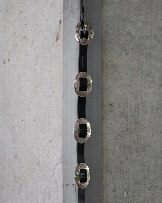 WESTERN OVAL BUCKLE CONCHO LONG BELT -COW HIDE-