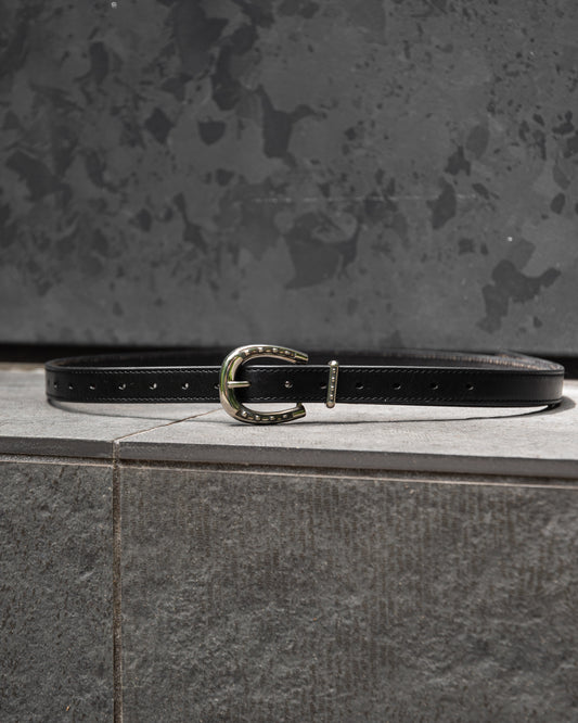 DOUBLE SIDED HORSESHOE LONG BELT  -COW HIDE-