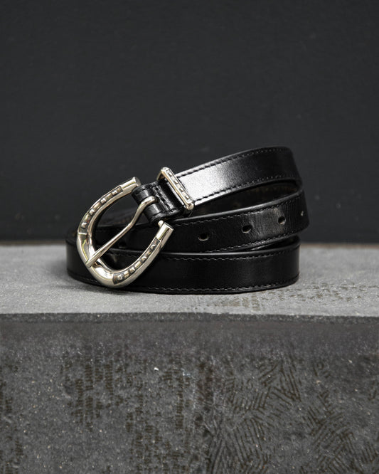 DOUBLE SIDED HORSESHOE LONG BELT  -COW HIDE-