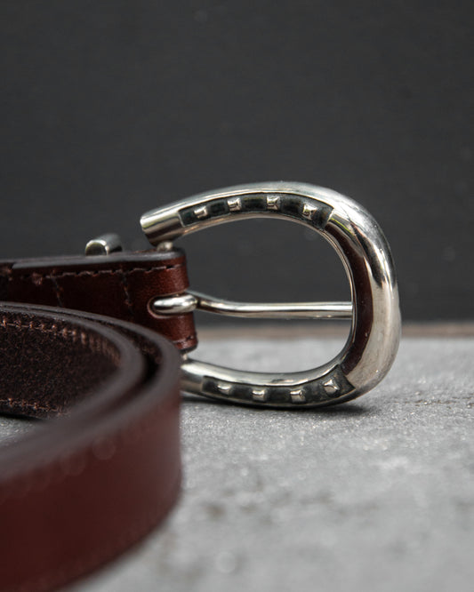 DOUBLE SIDED HORSESHOE LONG BELT  -COW HIDE-